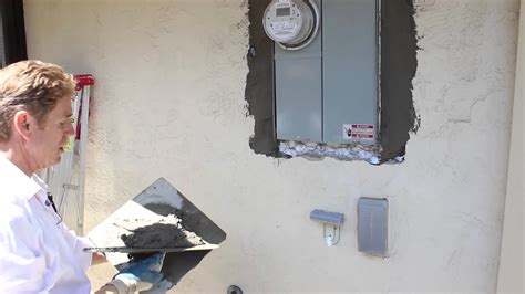 how to cut hole in stucco for electrical box|stucco box installation.